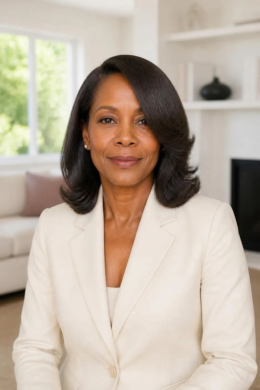 Shoulder-grazing lob with a deep side part and soft bends for women over 50