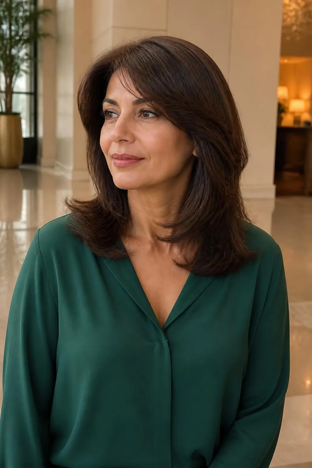 Medium haircut with long layers starting at the jaw for fine thin hair