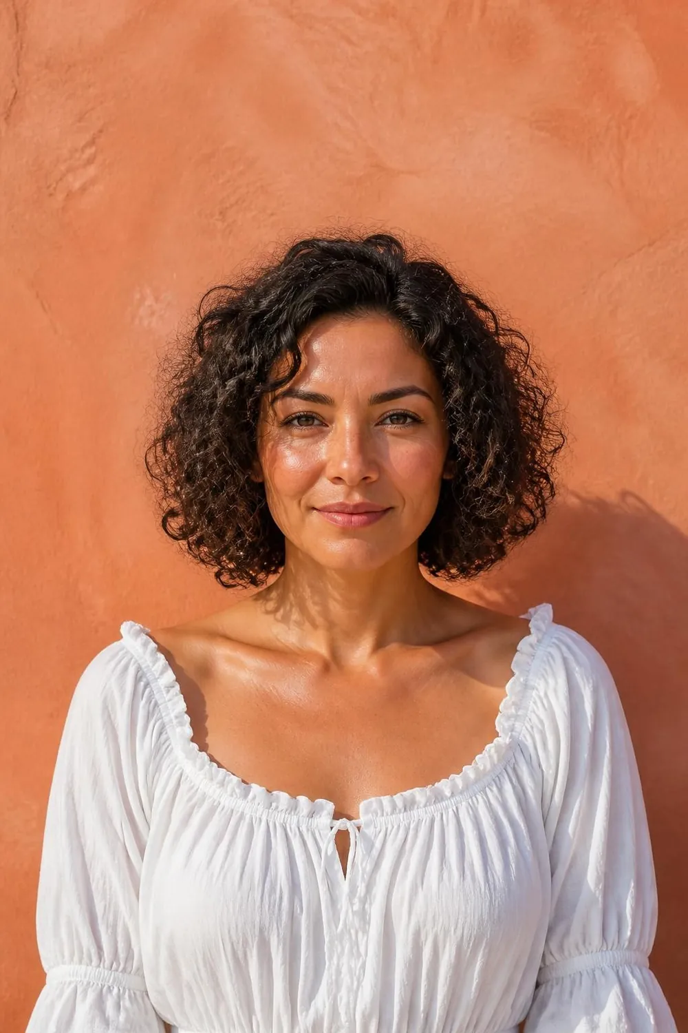Curly chin-length bob for fine curly hair with defined ringlets