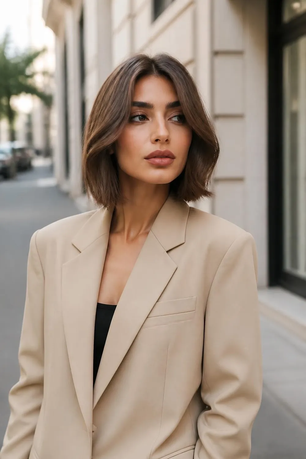 Jaw-length bob with a soft S bend through the middle on thin hair