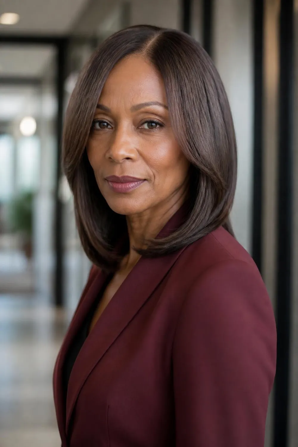 Long bob with soft face-framing pieces starting at the cheekbone on fine hair