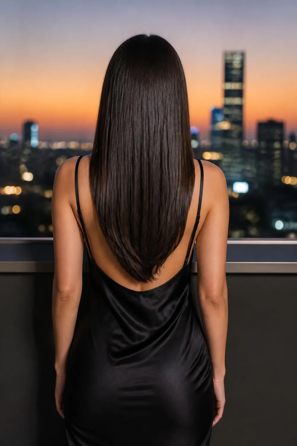 Long hair with a soft U-shaped hemline that keeps thin ends looking full