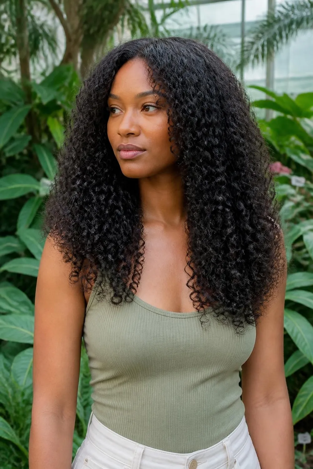 Long curly hair with rounded layers for women with fine curls
