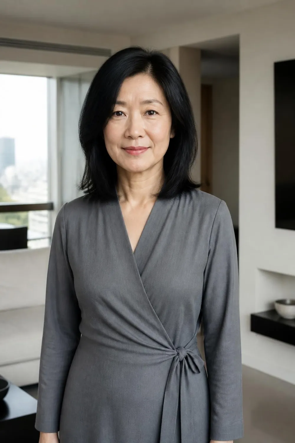 Shoulder-length cut with invisible internal layers for a woman over 50 with fine hair