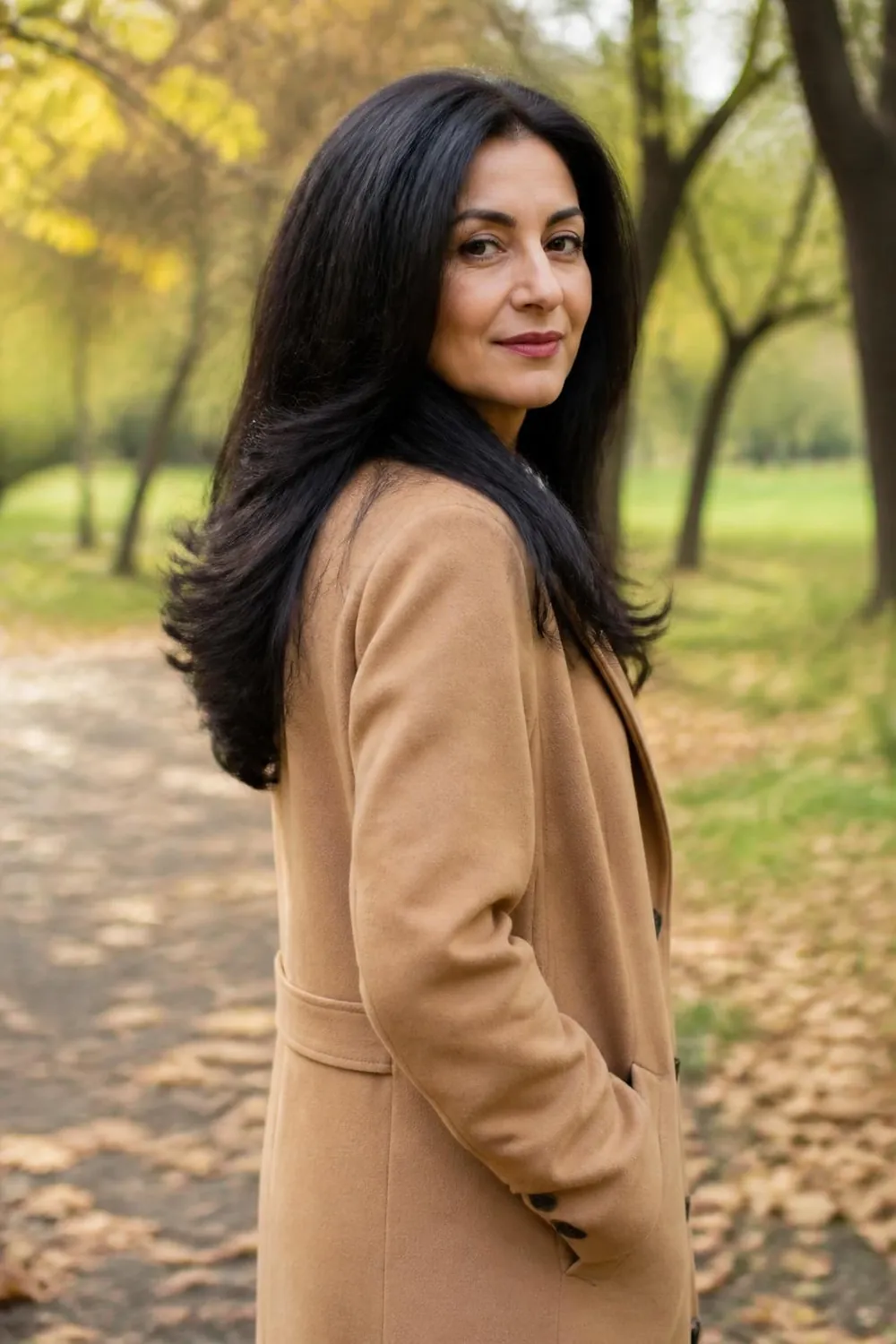 Long thick hair with internal layers removing weight for movement, woman over 50