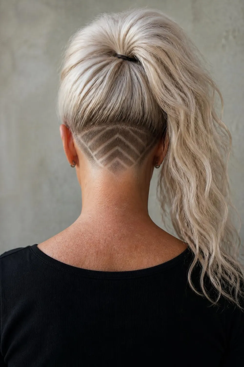 Medium length cut with a hidden undercut at the nape for women over 60