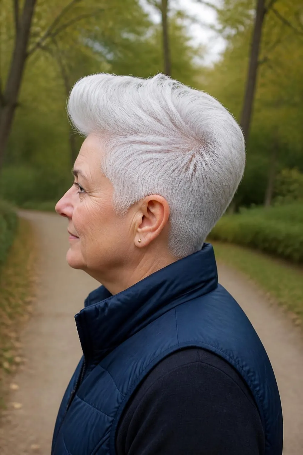 Brushed-up crop with tapered sides and a lifted front for a round face over 60