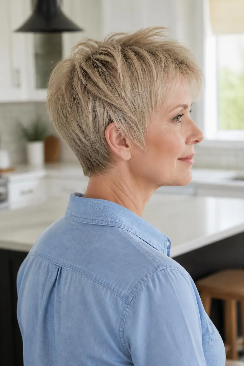 Matte textured crop with separated pieces on fine hair for women over 50