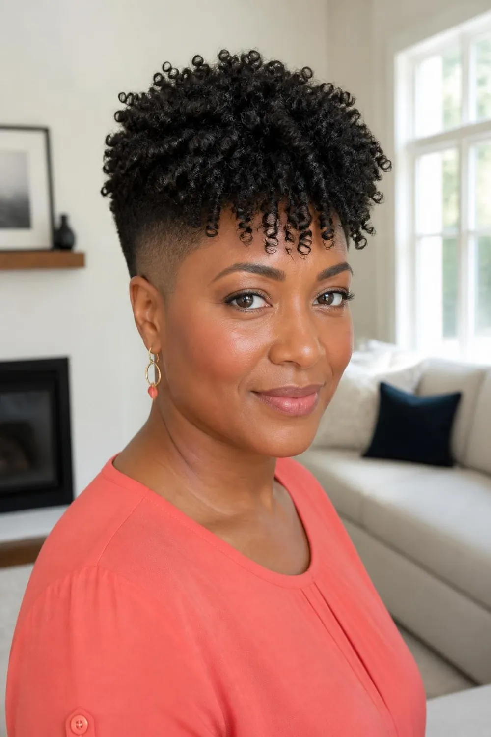 Defined finger coils on top of a tapered natural cut on 4A hair