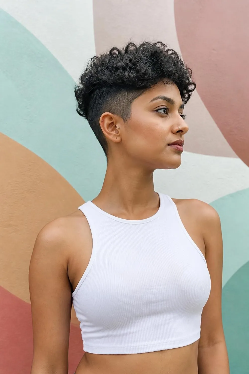Ringlet crop with tapered sides and defined 3C curls on top