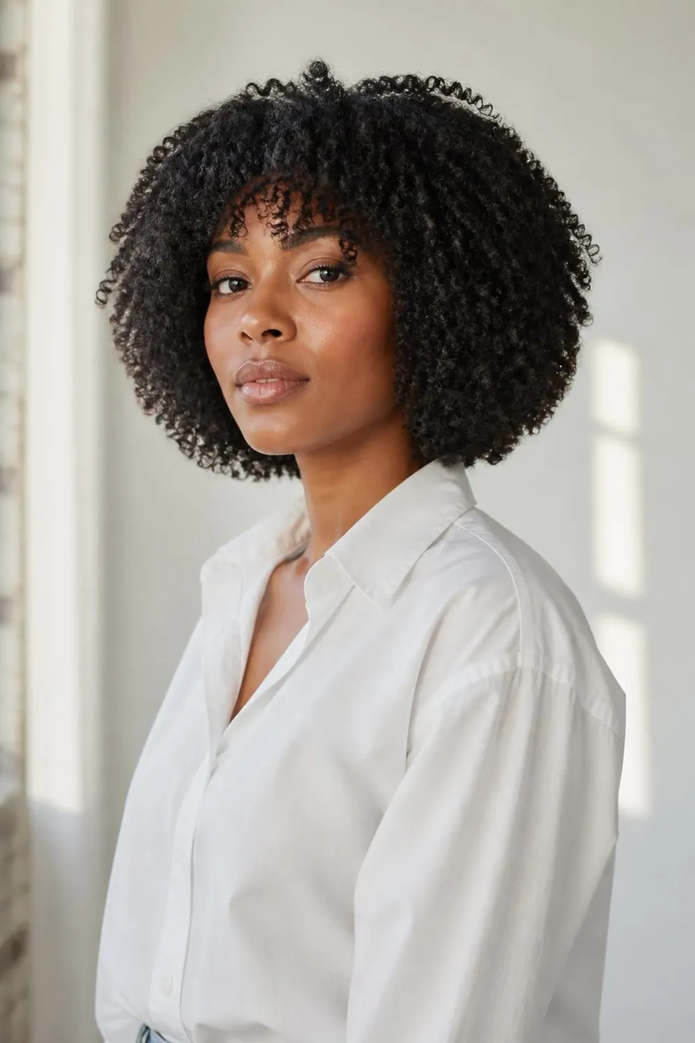 Wash-and-go coily bob with defined 4A coils and natural shrinkage