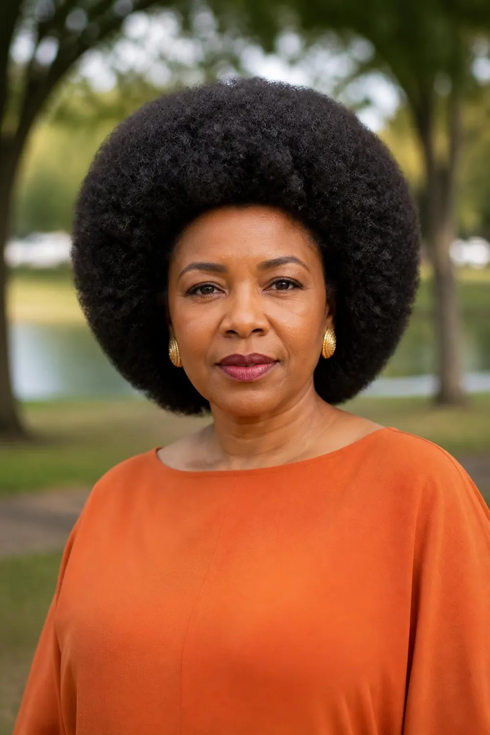 Shaped halo afro with a rounded silhouette for 4A to 4B coily hair