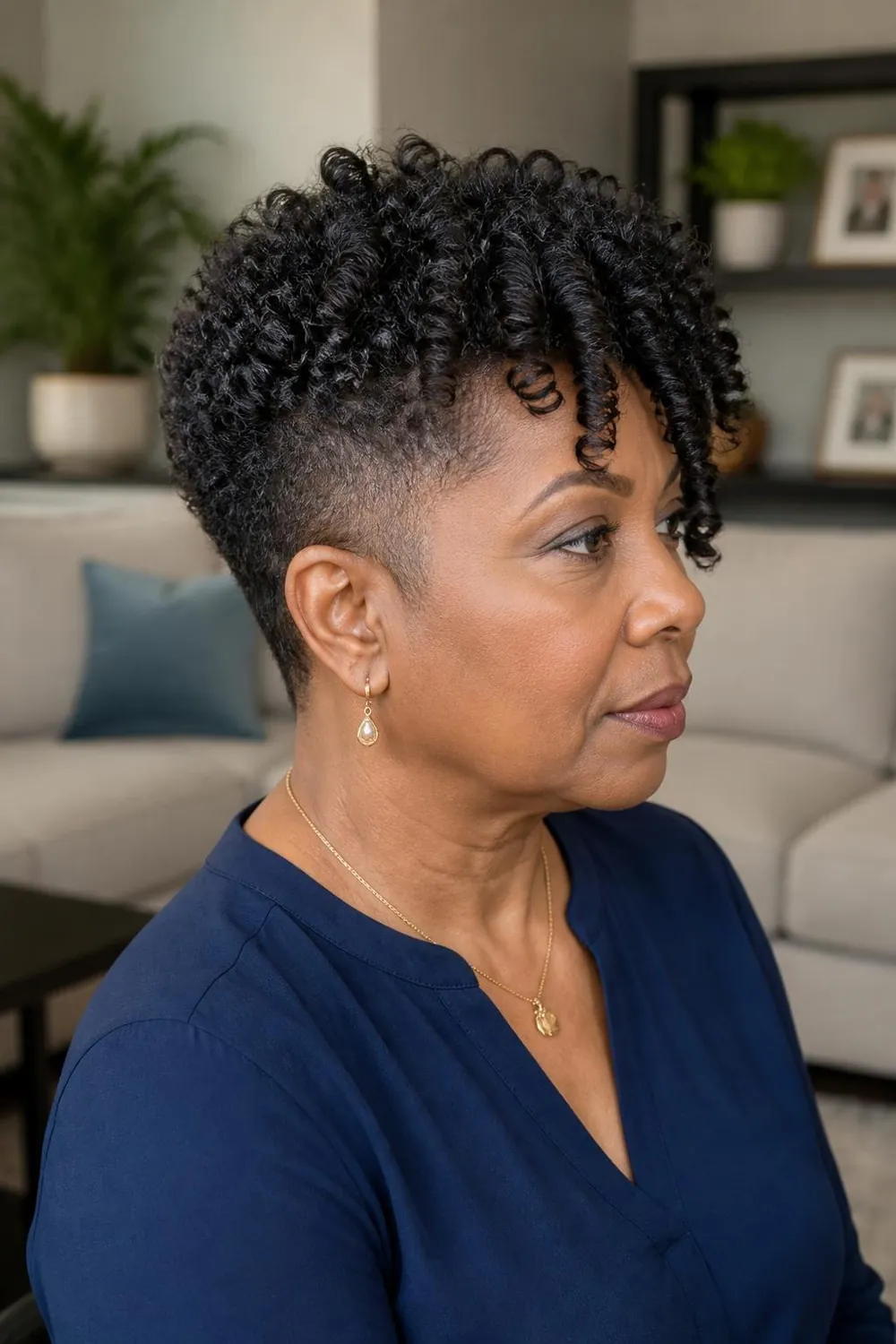 Finger-coil taper with defined coils on top and tapered sides for 4A hair