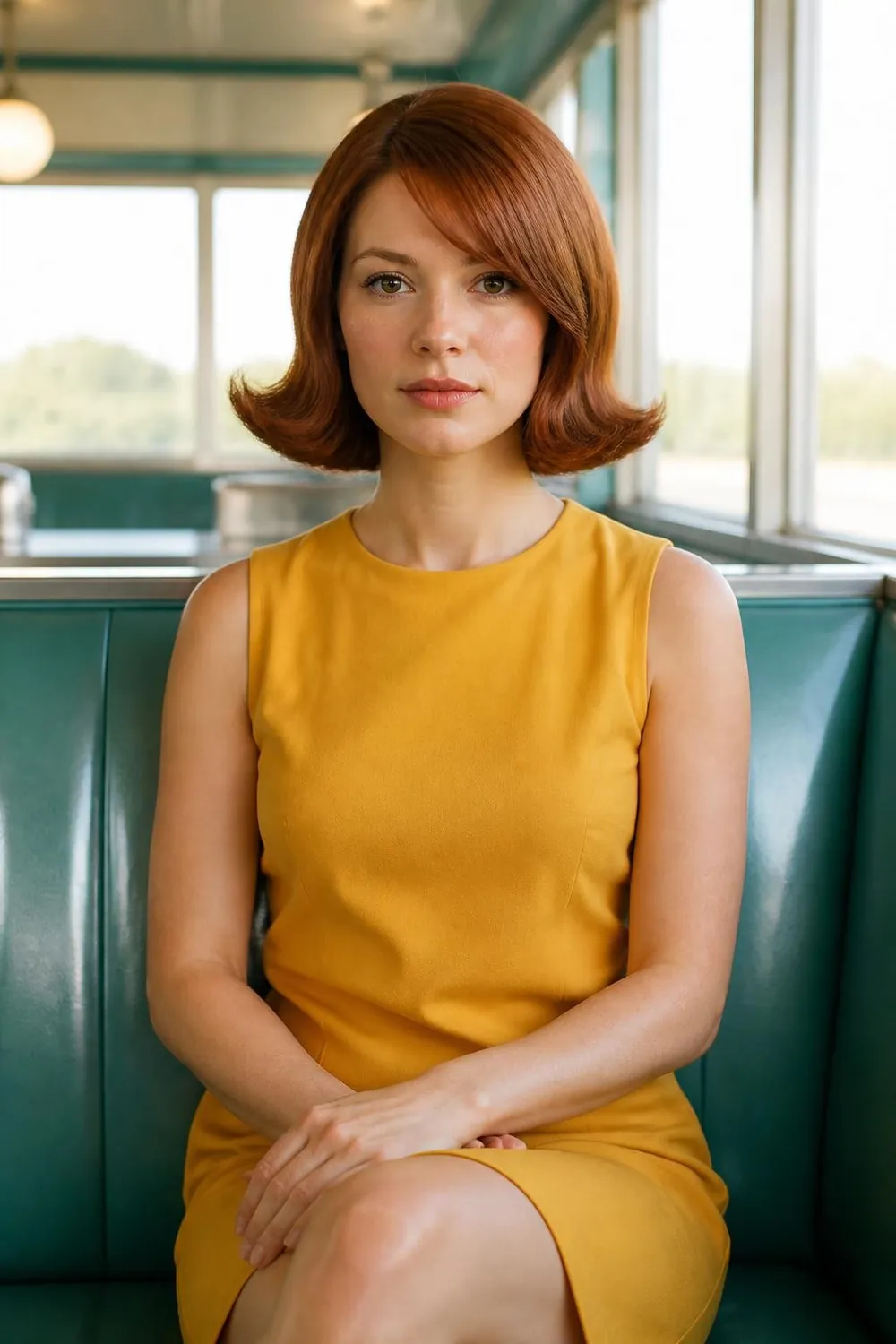 Flipped-out bob with ends turned up at the jaw, a retro cut for oval faces
