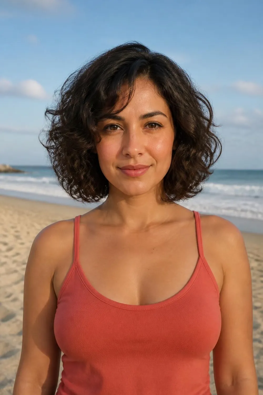 Loose-curl bob with soft 2C to 3A curls at the jaw for oval faces