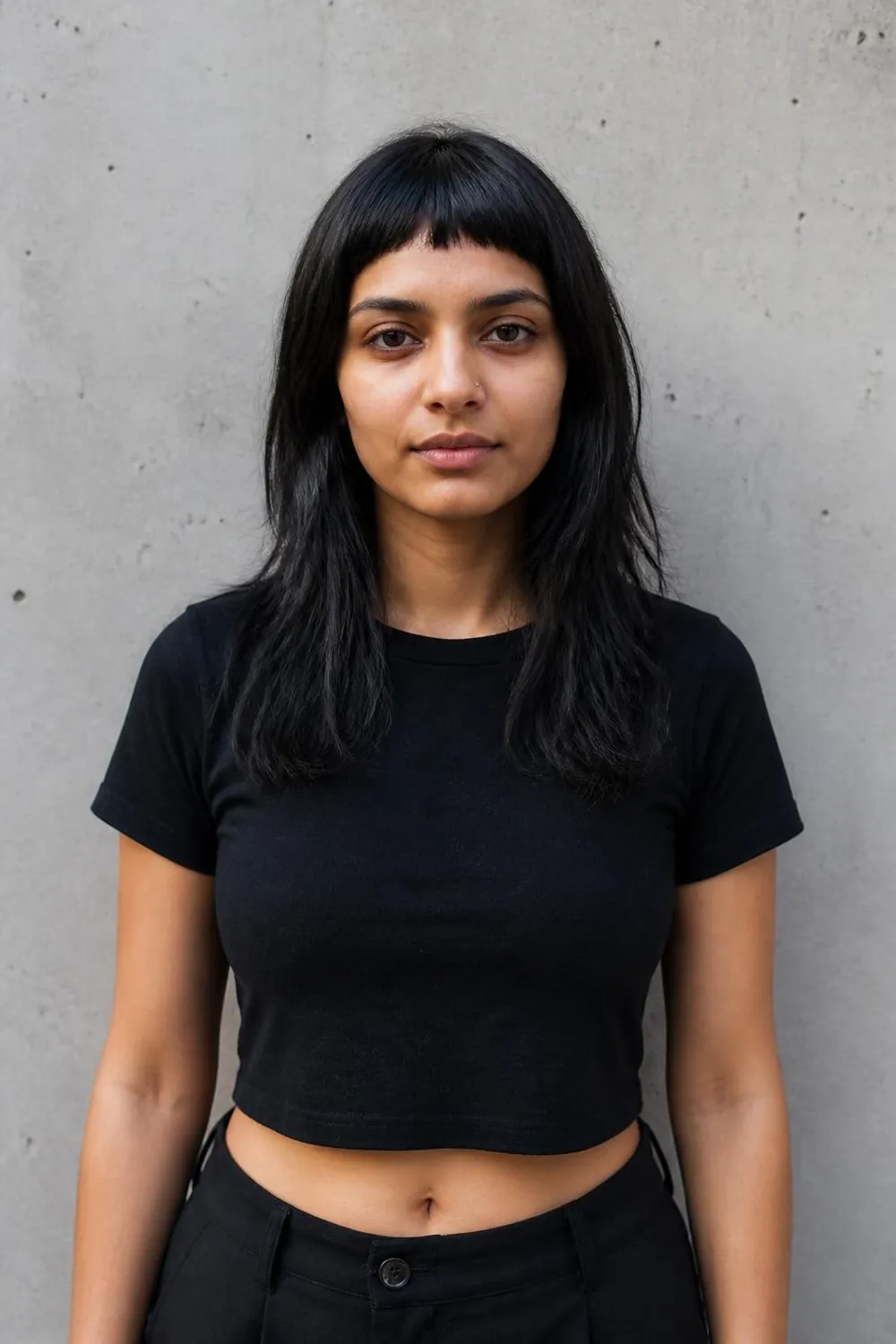 Textured crop with short choppy bangs and close sides for straight hair